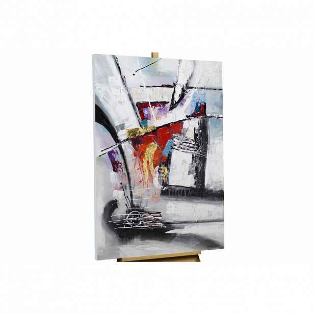 KUNSTLOFT RUČNĚ MALOVANÝ AKRYLOVÝ OBRAZ ŠEDÝ, 80/120 CM
