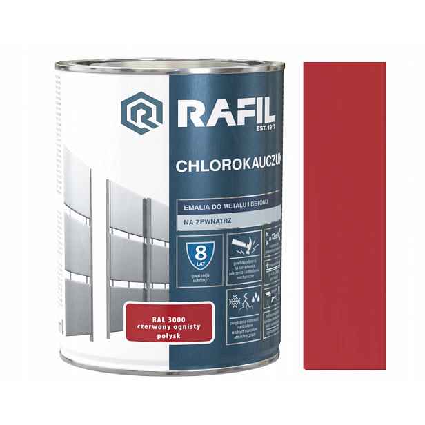 Rafil Chlorkaučuková Smaltová Barva 5 L Červená Ral 3000