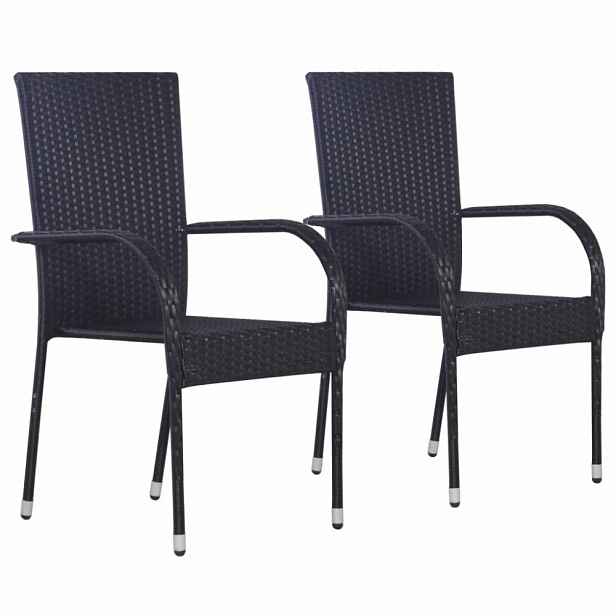Zahradní stohovatelné židle 2 ks polyratan Černá