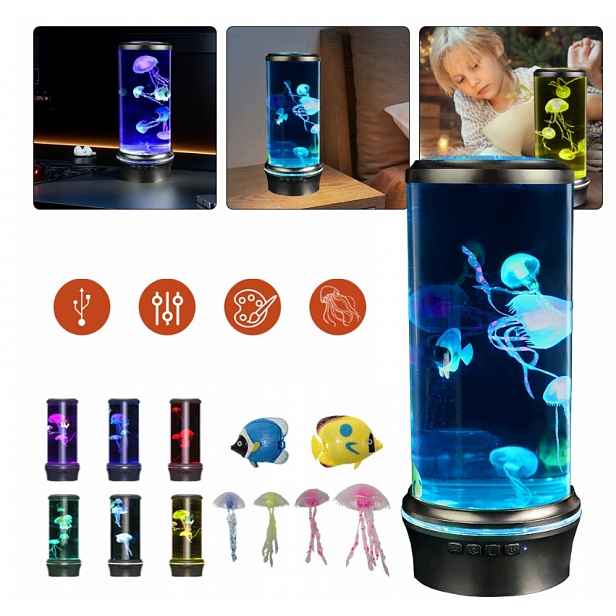 Rgb Led medúzová lampa s dálkovým ovládáním 7 barev, 3 režimy barev a úrovně jasu