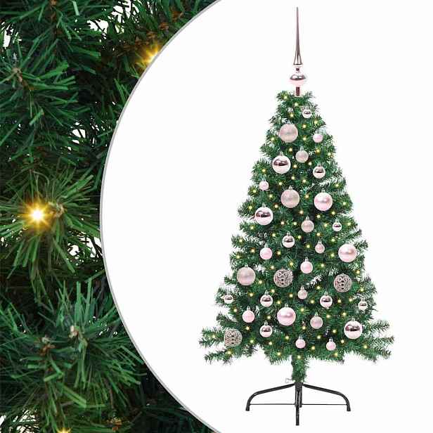 vidaXL Umělý osvětlený vánoční stromeček Zelená 120 cm PVC