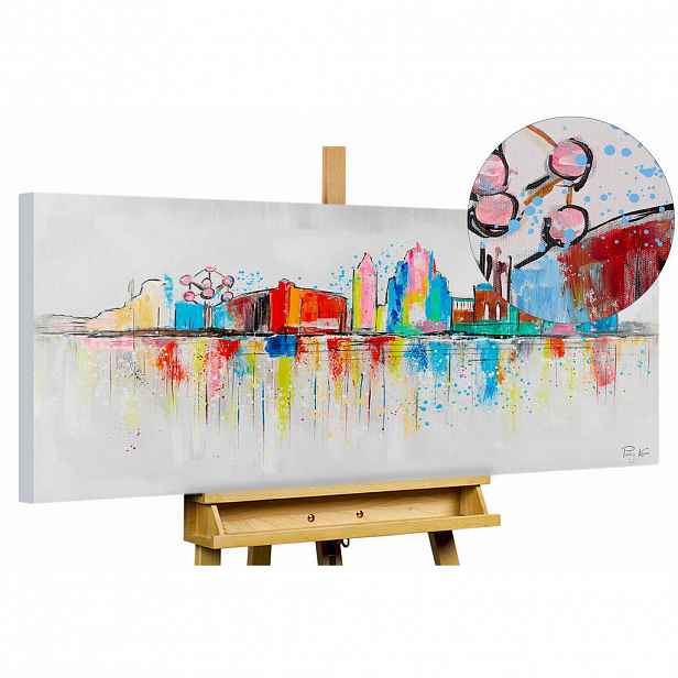 KUNSTLOFT RUČNĚ MALOVANÝ AKRYLOVÝ OBRAZ ŠEDÝ, 120/60 CM