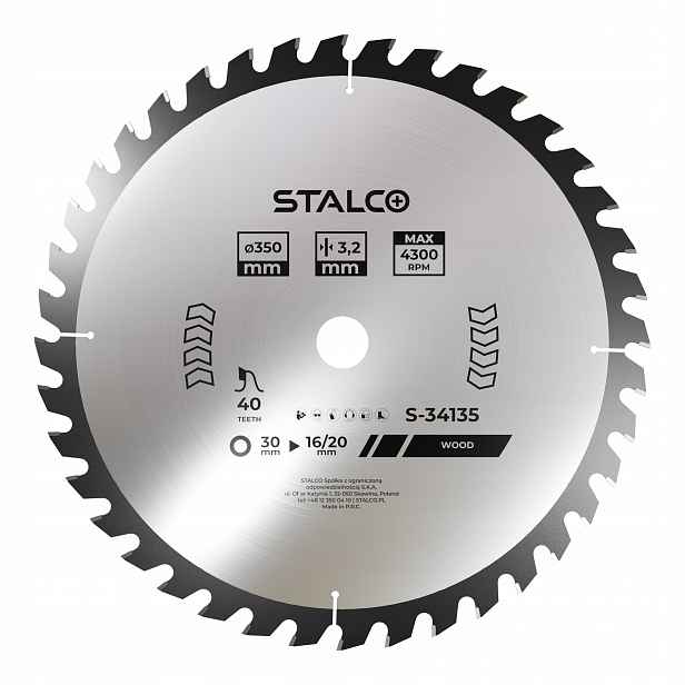 Kotoučová Pila Na Dřevo 300 MMX3,0X30 MM Z60 Stalco S-34230 Kotouč