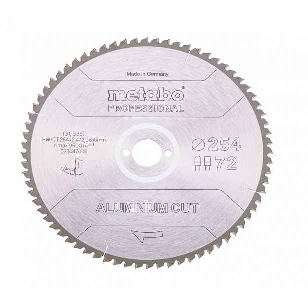 Metabo - Pilový kotouč na hliník 254x30 mm, 72 zubů 628447000