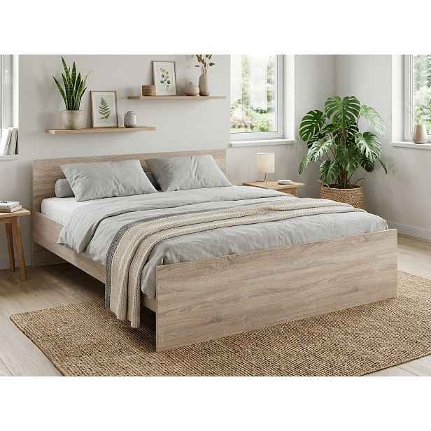 Postel ELISA 120 x 200 cm, dub sonoma Rošt: S laťkovým roštem, Matrace: Matrace Coco Maxi 20 cm