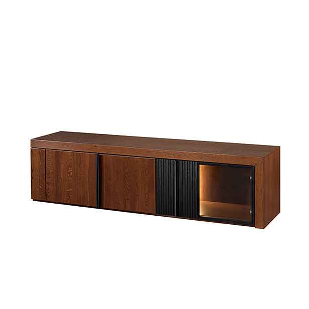 Szynaka TV stolek Paris II 25 182 cm z masivu s LED osvětlením dub antický/černý