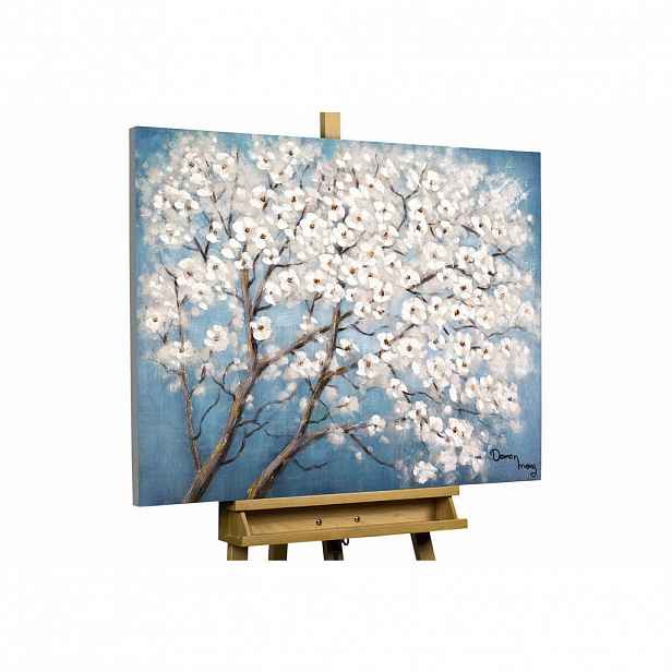 KUNSTLOFT RUČNĚ MALOVANÝ AKRYLOVÝ OBRAZ MODRÝ/BÍLÝ, 100/75 CM