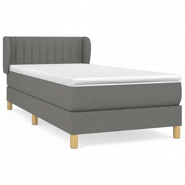 vidaXL Box spring postel s matrací tmavě šedá 100 x 200 cm textil