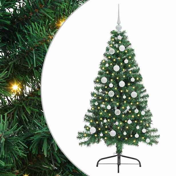vidaXL Umělý osvětlený vánoční stromeček Zelená 120 cm PVC
