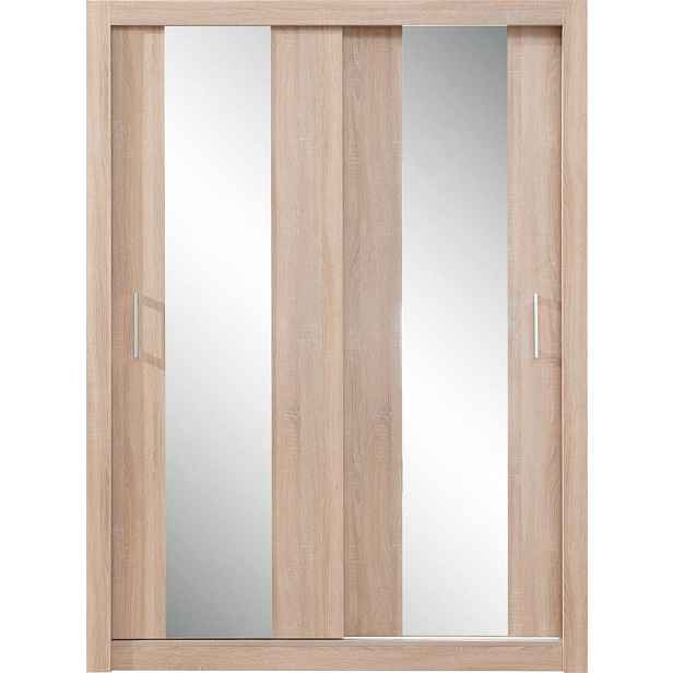 MASSENO ŠATNÍ SKŘÍŇ S POSUVNÝMI DVEŘMI MIRA, 160/215/60 cm 2dveřová se zrcadlem, dub Sonoma