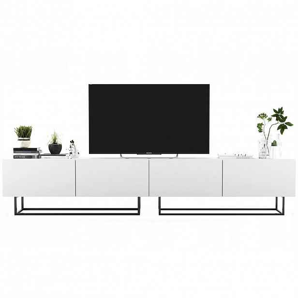 Meble Lindner SADA 2 TV stolků Enjoy Bílá mat 240 cm s kovovým rámem