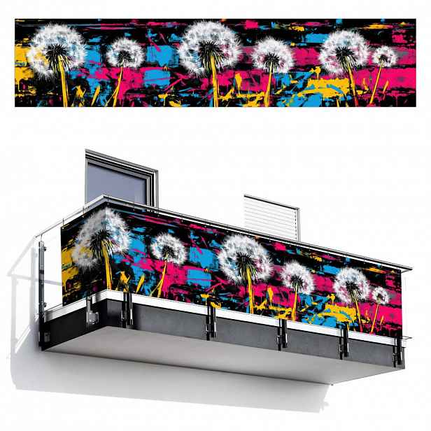MuchoWow BALKONOVÁ ZÁSTĚNA Street art - Barevné - Nástěnné 500x110 cm