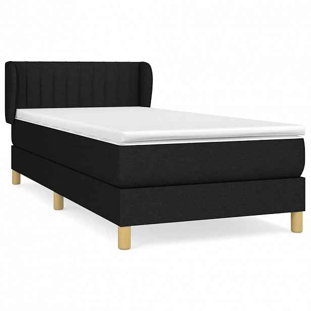 vidaXL Box spring postel s matrací černá 100 x 200 cm textil