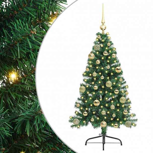 vidaXL Umělý osvětlený vánoční stromeček Zelená 120 cm PVC