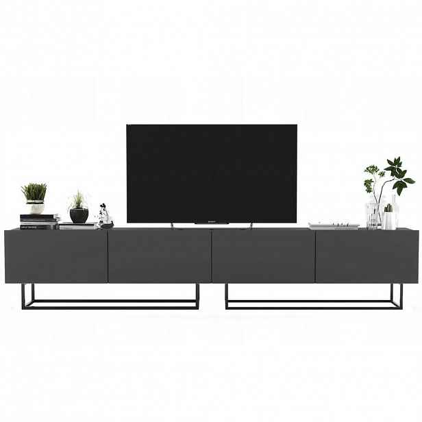 Meble Lindner SADA 2 TV stolků Enjoy Šedá mat 240 cm s kovovým rámem