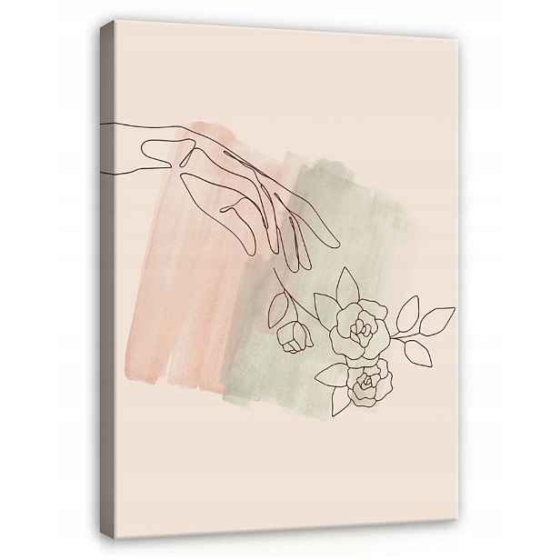 Obraz 75x100 Minimalismus linie růže dotek klid pastel abstrakce botanika