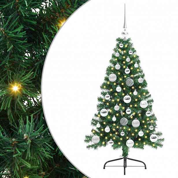 vidaXL Umělý osvětlený vánoční stromeček Zelená 120 cm PVC