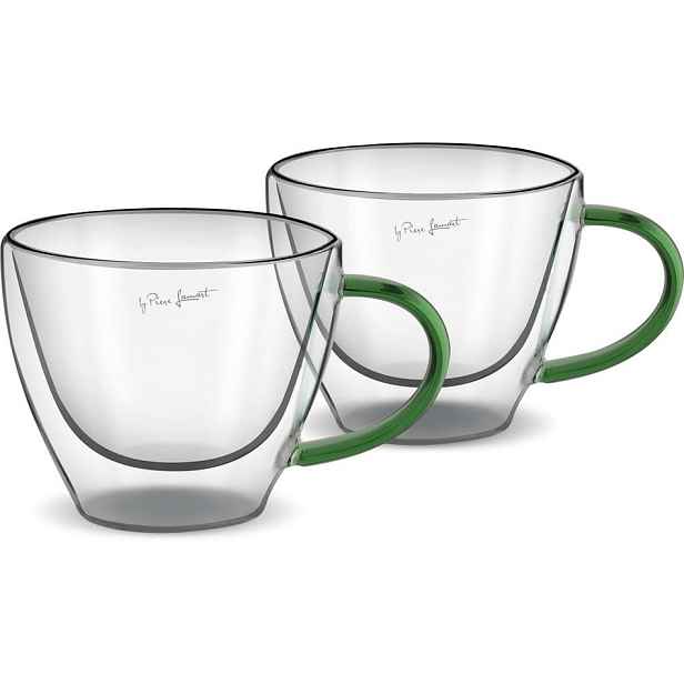 Lamart LT9115 2dílná sada sklenic na cappuccino Vaso, 190 ml, zelená