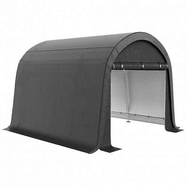Modfu ZAHRADNÍ skladovací stan z oceli 300x300x235 cm šedý se dvěma rolovacími dveřmi a odolnou plachtou