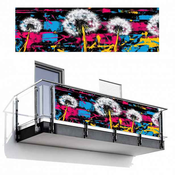 MuchoWow BALKONOVÁ ZÁSTĚNA Street art - Barevné - Nástěnné 300x90 cm