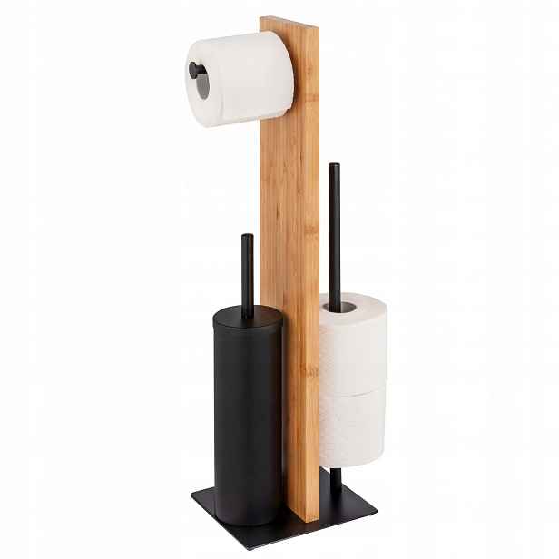 Stojan Na Toaletní Papír A Wc Kartáč 3V1 Bambus 18X18X69 CM