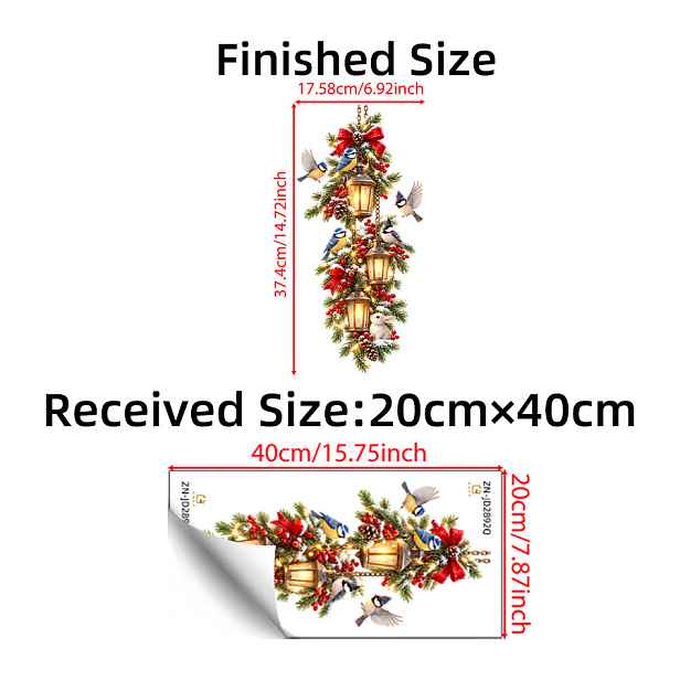 TEMU 1ks BRUP Statická Přilnavá Okenní Girlanda se Statickou Přilnavostí - Zimní Větve, Šišky, Červené Bobule, Ptáčci & Zajíček Vhodné pro Domov,