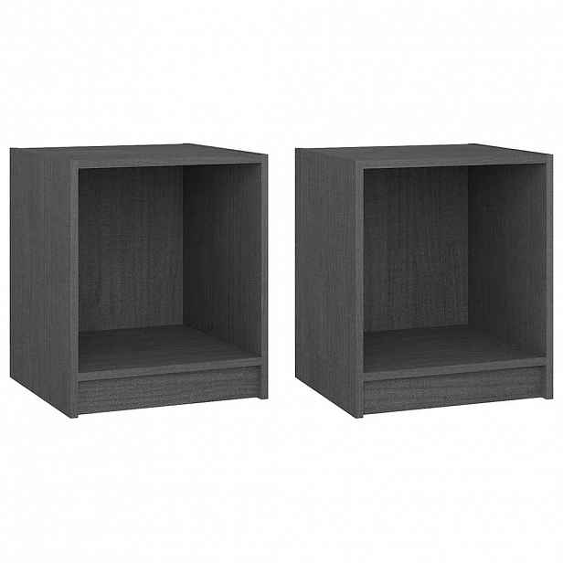 vidaXL Noční stolky 2 ks šedé 35,5x33,5x41,5 cm masivní borové dřevo