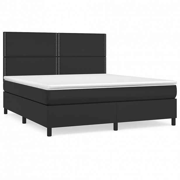 vidaXL Box spring postel s matrací černá 180x200 cm umělá kůže