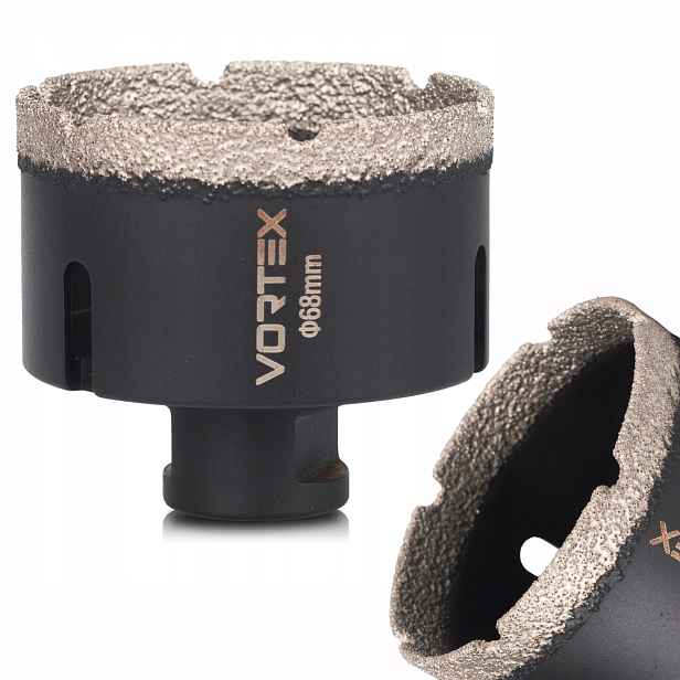 Diamantová Korunka 68MM Korunkový Vrták Vortex M14 Gres Pro Glazury A Keramiku