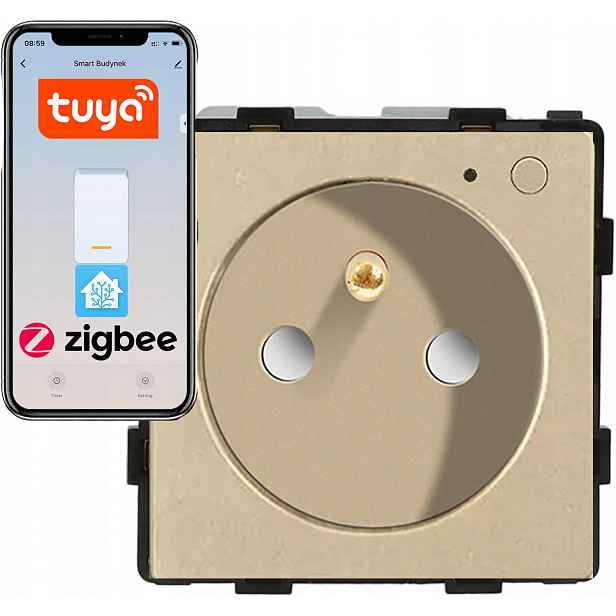 Modul Inteligentní Zásuvka 230V S Kolíkem Zlatý ZigBee 1F