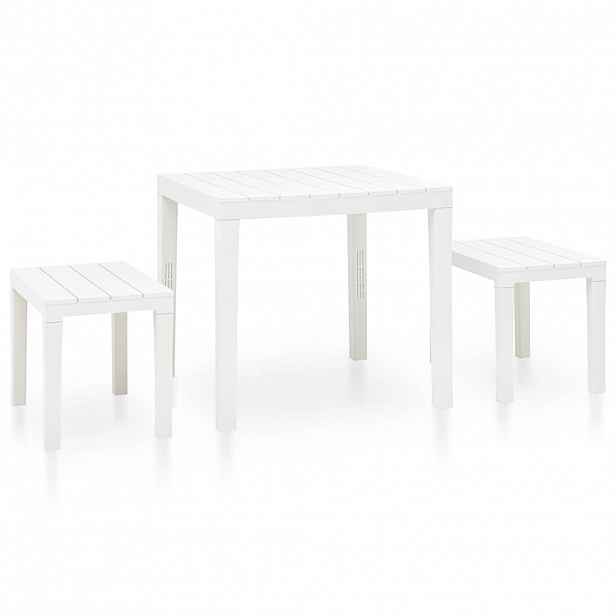 vidaXL Zahradní stůl se 2 lavicemi plast bílý