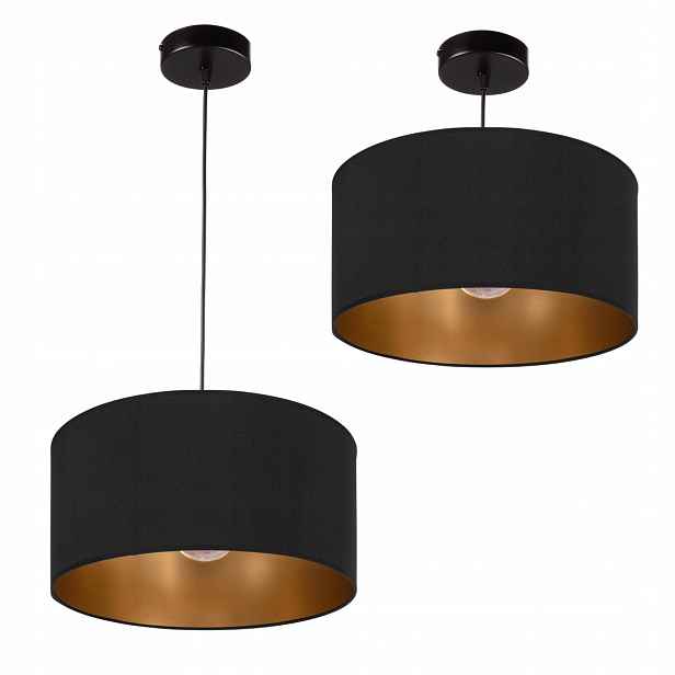 Závěsná Stropní Lampa, Válec, Převis E27, Zlatý Střed, Led Lustr, 30 CM