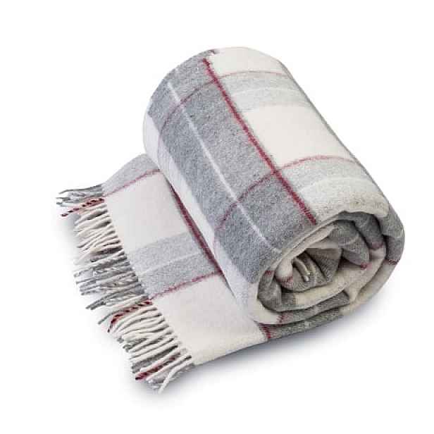 Merino Wool Vlněná deka 100% Vlna s třásněmi Polský