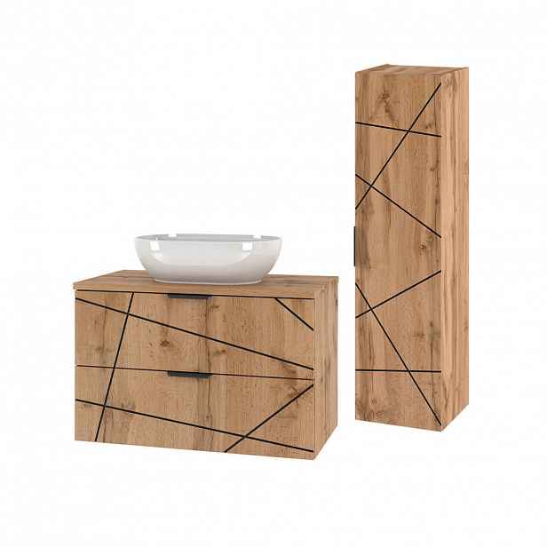 Petits-meubles KOUPELNOVÝ NÁBYTEK 80.6cm Teren 2er-Set Dřevo