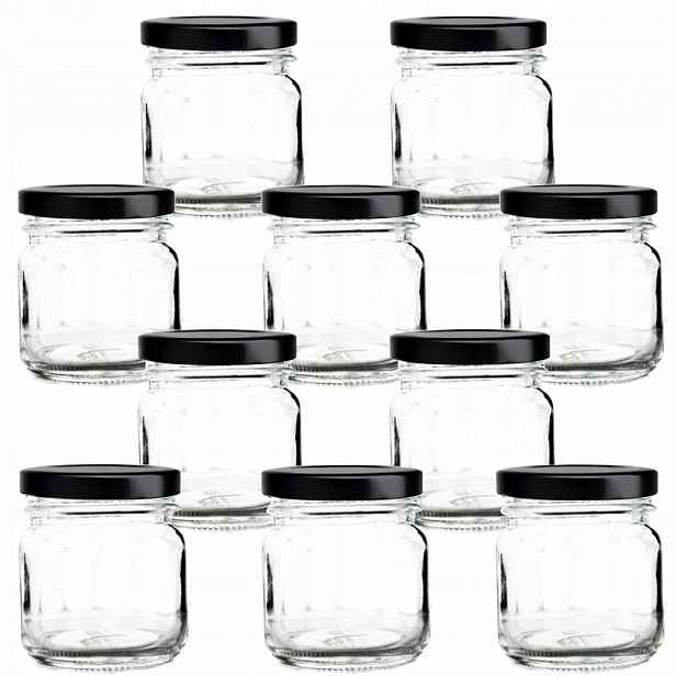 50 x zavařovací sklenička 40 ml Černá Šroubovací Víčko med, poděkování hostům. Diy!