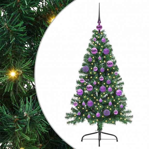 vidaXL Umělý osvětlený vánoční stromeček Zelená 120 cm PVC