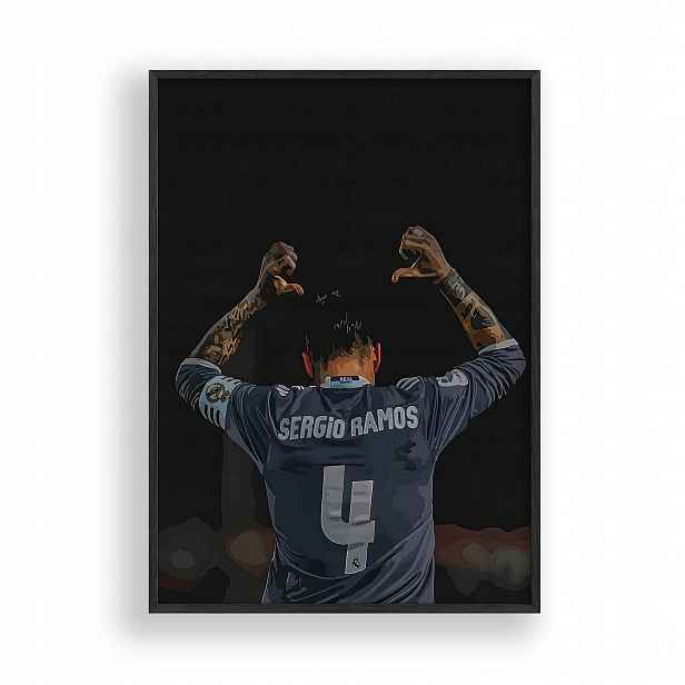 Obraz Sergio Ramos Plakát Rámeček Dřevěný Černý 30x42 cm