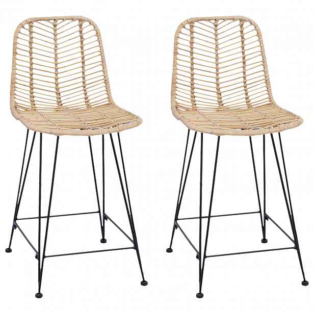 vidaXL Barová židle 2 ks Přírodní 44,5 x 54,5 x 97,5 cm Ratan a železo