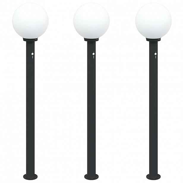 vidaXL Sloupková světla se senzorem 3 ks 120 cm černá IP44