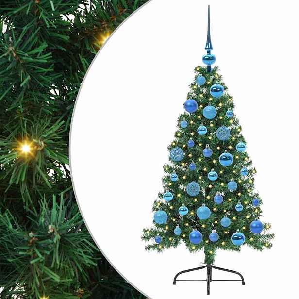 vidaXL Umělý osvětlený vánoční stromeček Zelená 120 cm PVC