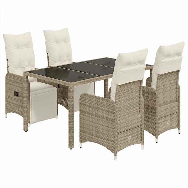 vidaXL 5dílný zahradní bistro set s poduškami hnědý polyratan