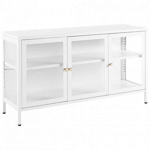 Beliani SIDEBOARD se skleněnými dveřmi Kov 115 cm Bílý Newport