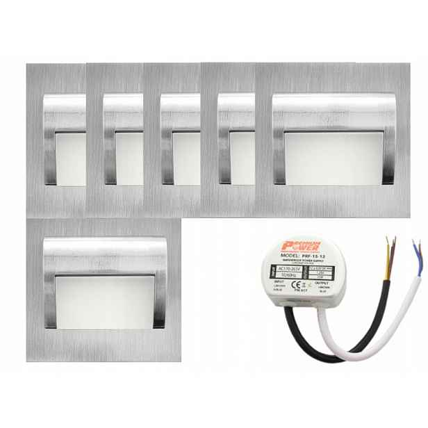 Sada Led schodišťových svítidel Halogen 6x napájecí zdroj