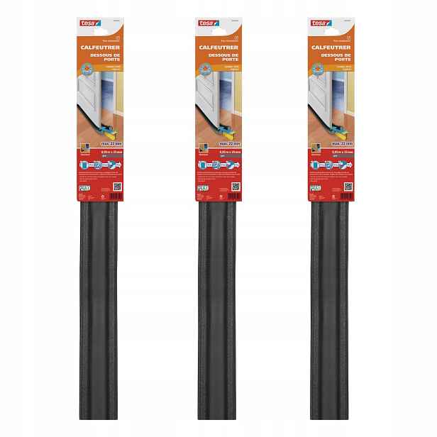 Tesa Pěnová těsnění zasouvací pod dveře protiprůvanová šedá 0,95 m x 25 mm x3