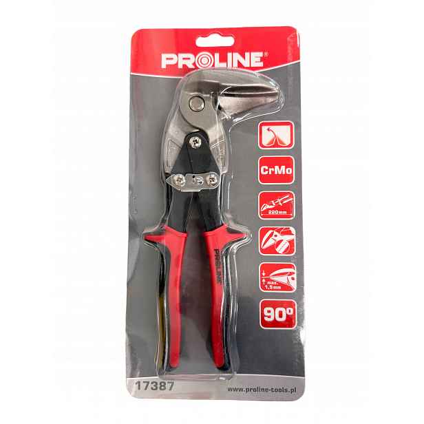 Úhlové nůžky na plech levé 220 mm Proline 17387 ocel 60HRC pokrývačské