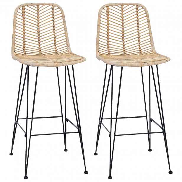 vidaXL Barová židle 2 ks Přírodní 44 x 53 x 111 cm Ratan a železo