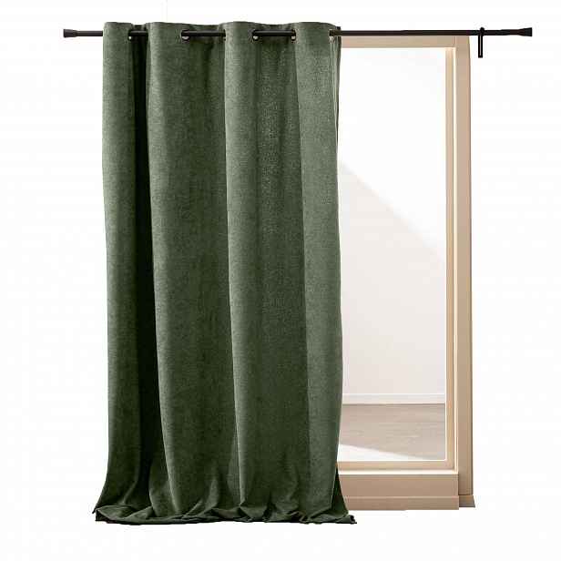 Závěs S Průchodkami Polyester 140 X 260 CM Zelená