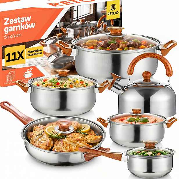 Komplet Kuchyňských Hrnců 11 El. Plyn/indukce Konvice Pánev Poklice
