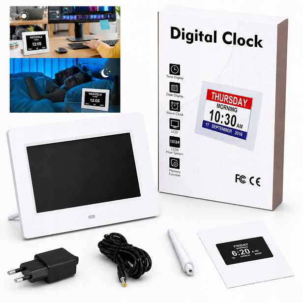 Digitální Denní Kalendář Pro Seniory 7 Palců, Digitální Budík Pro Dospělé