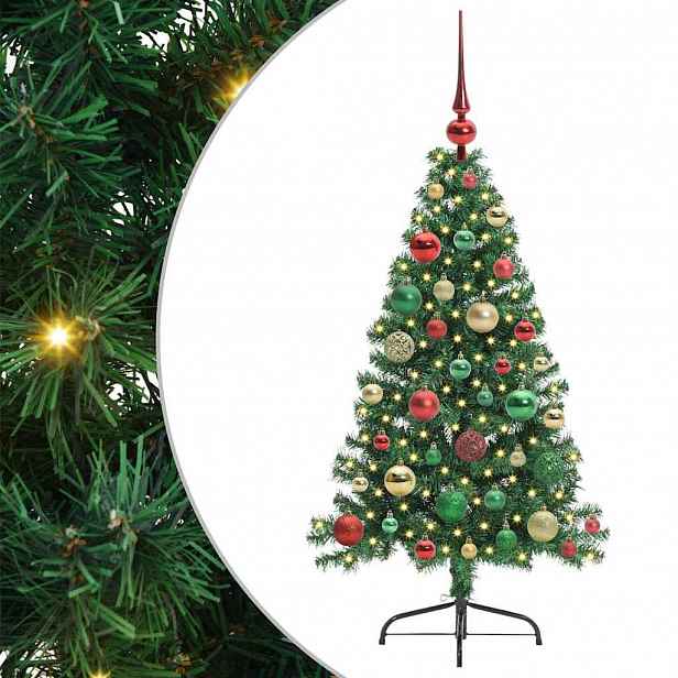 vidaXL Umělý osvětlený vánoční stromeček Zelená 120 cm PVC